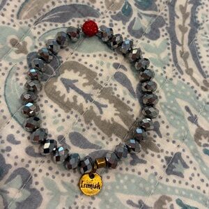 Erimish Beaded Bracelet with Red and Silver Accents